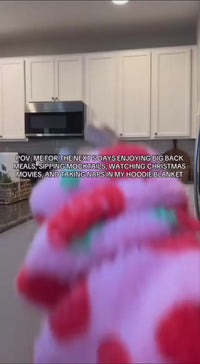 Cosy Wearable Blanket Hoodie for Adults Sherpa All Patterns Oversized Sweatshirt Blanket with Pockets Cute Birthday Gifts for Sister Strawberry